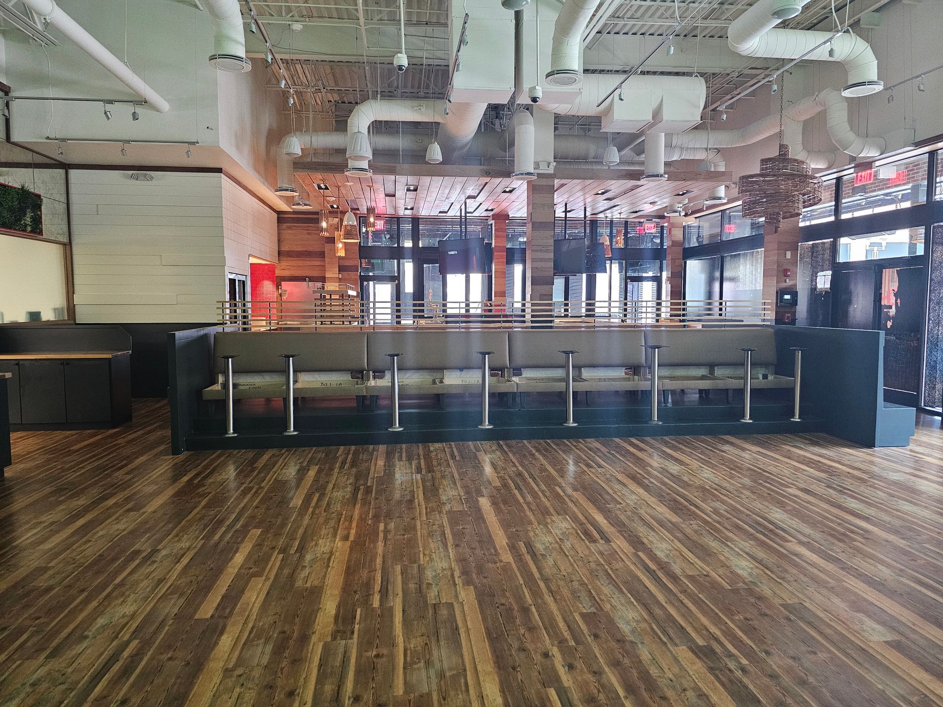 Finished restaurant interior with painted walls.